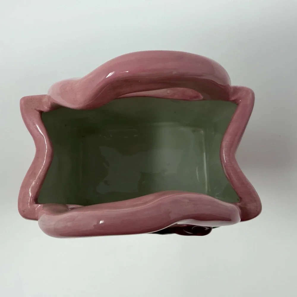Vintage Bella Casa Pamela Purse Vase‎ Susan Paley Ganz Pink Heart Girl Plantar